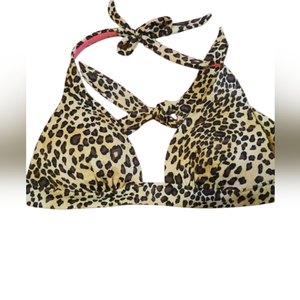 Victoria's Secret Coral and Leopard Bikini Top